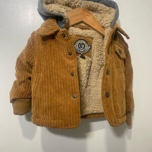 Kids Brown Corduroy Jacket with Hood